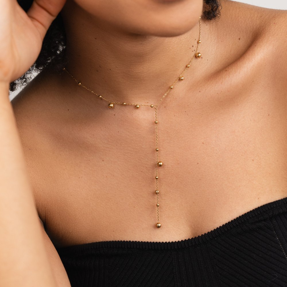 Naszyjnik Lovi Gold Beads z frędzlami