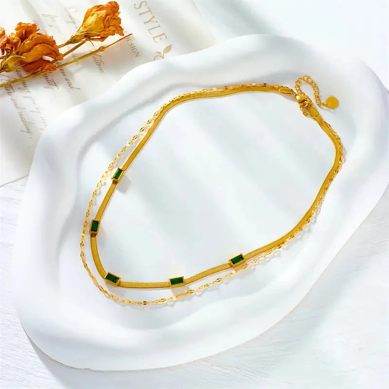Naszyjnik Sorella Gem Double-Layer Retro Gold