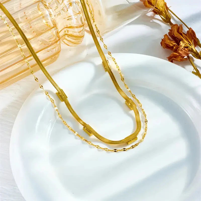 Naszyjnik Sorella Gem Double-Layer Retro Gold