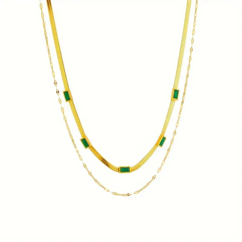 Naszyjnik Sorella Gem Double-Layer Retro Gold