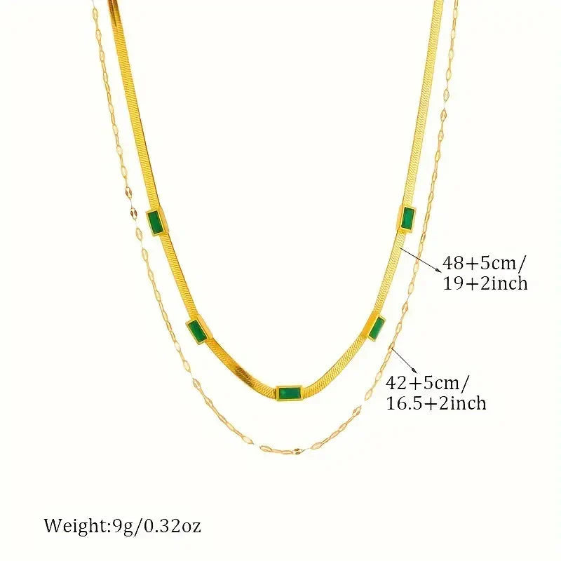 Naszyjnik Sorella Gem Double-Layer Retro Gold