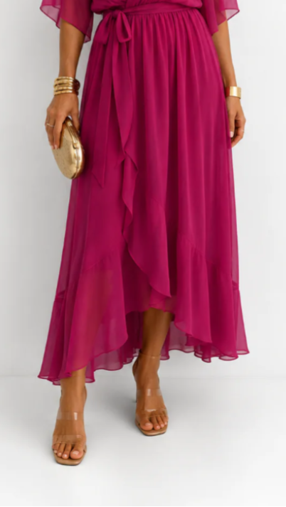 Eloise | Elegancka kopertowa sukienka maxi z szyfonu