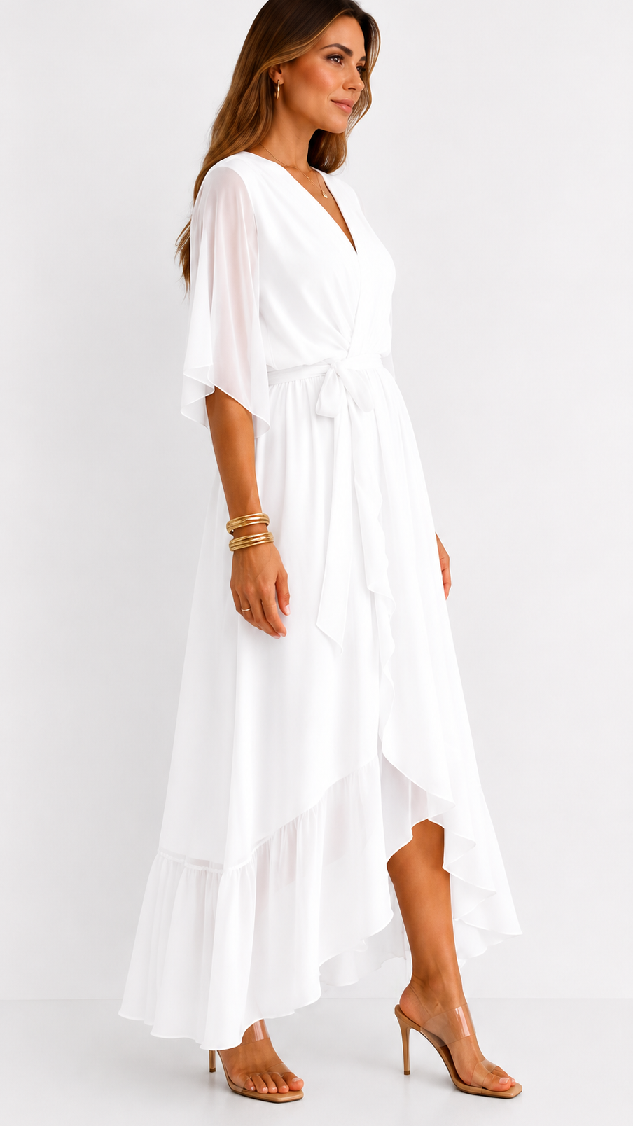 Eloise | Elegancka kopertowa sukienka maxi z szyfonu