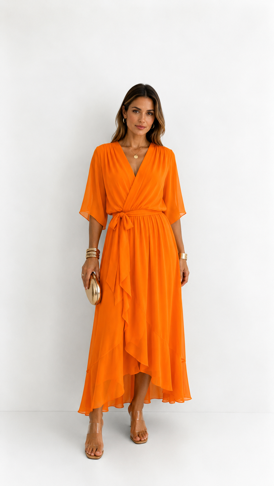 Eloise | Elegancka kopertowa sukienka maxi z szyfonu