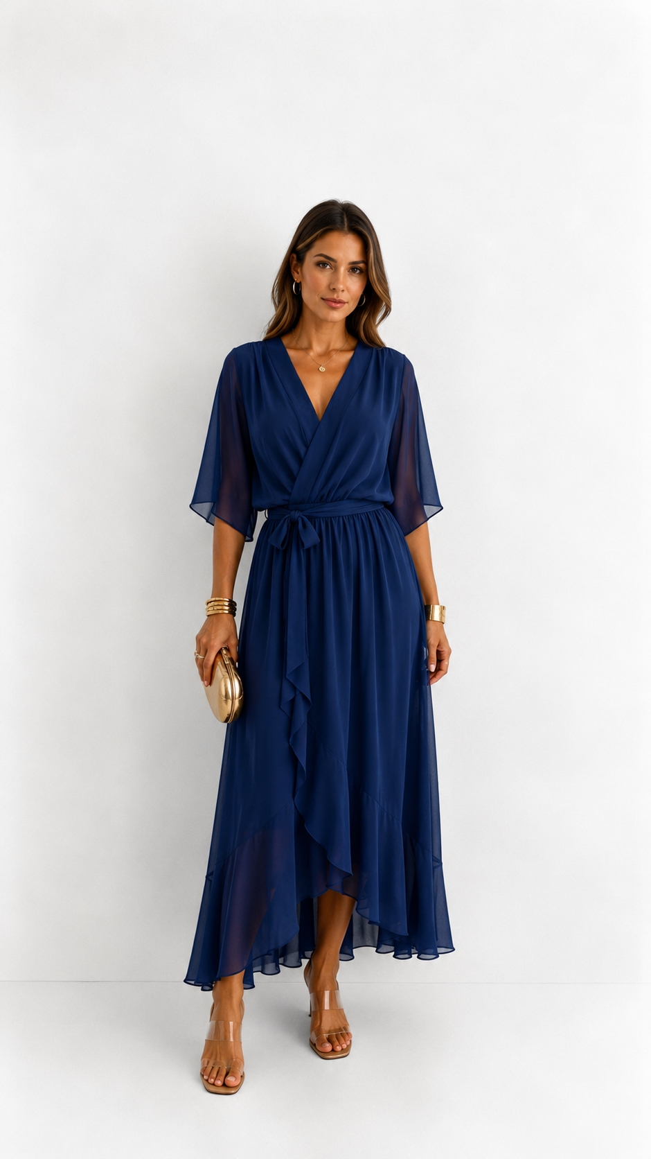 Eloise | Elegancka kopertowa sukienka maxi z szyfonu