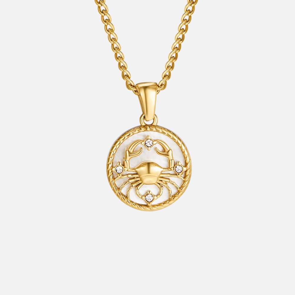 Naszyjnik z monetą z zodiakiem z białą muszlą
