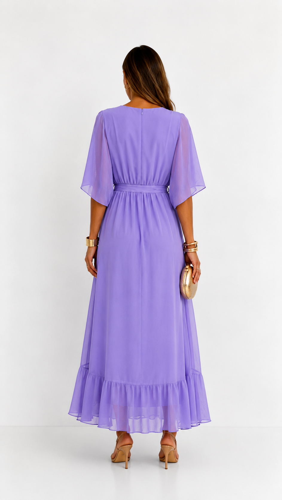 Eloise | Elegancka kopertowa sukienka maxi z szyfonu